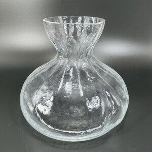 SEA GLASBRUK Kosta Sweden Blomknyte Glass Bag Sack Vase Vessel Clear Crystal VTG
